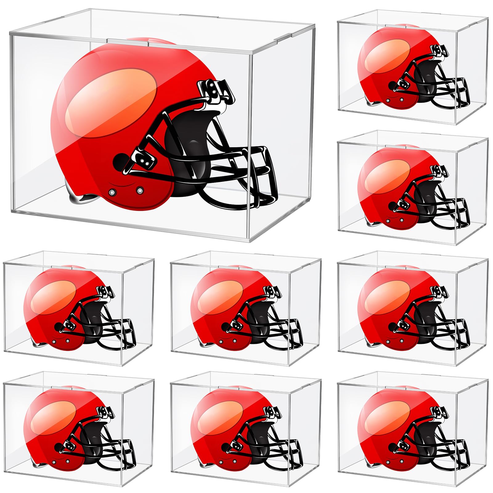 Taiyin 8 Pcs Mini Helmet Display Case, Acrylic Clear Mini Football/ Helmet Display Box Plastic Mini Helmet Protection Holder for Collecting Sports Memorabilia Toy 5 x 5 x 7''