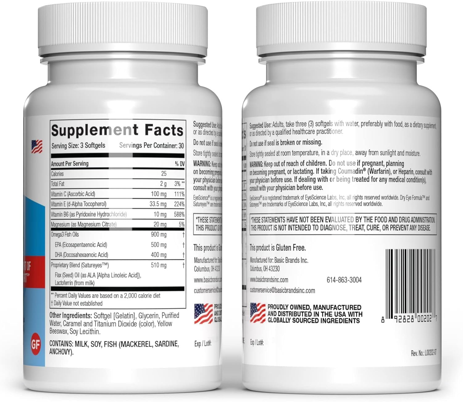 EyeScience - Dry Eye Formula - 90 Softgels - for Relief, Omega-3, Vitamins E, C & B6, Magnesium - Tear Production & Lasting Comfort - 2 Pack