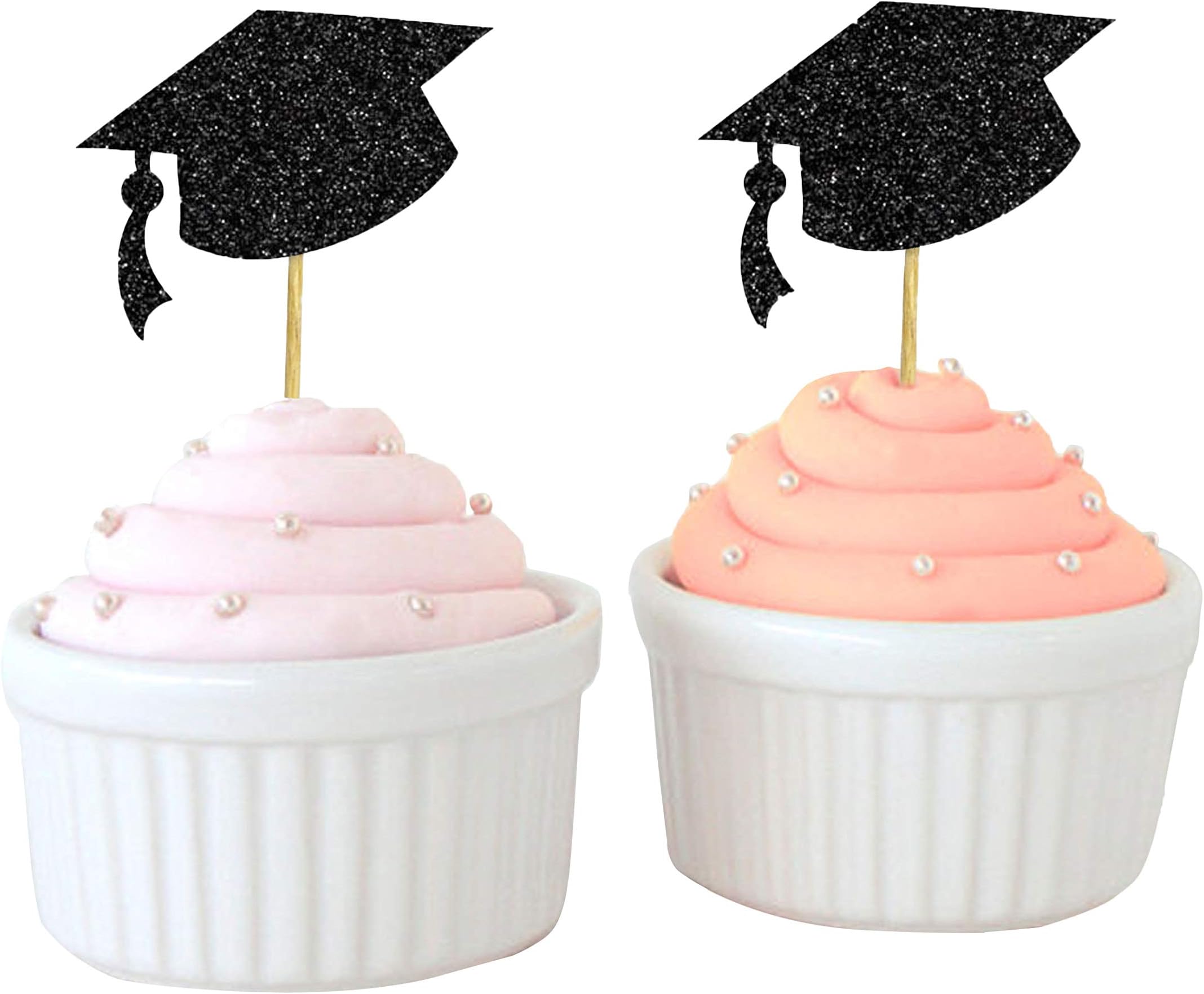 Darling SouvenirDarling Souvenir, Graduation Cap Hat Cupcake Toppers, Grad Party Dessert Decorations - Pack Of 20