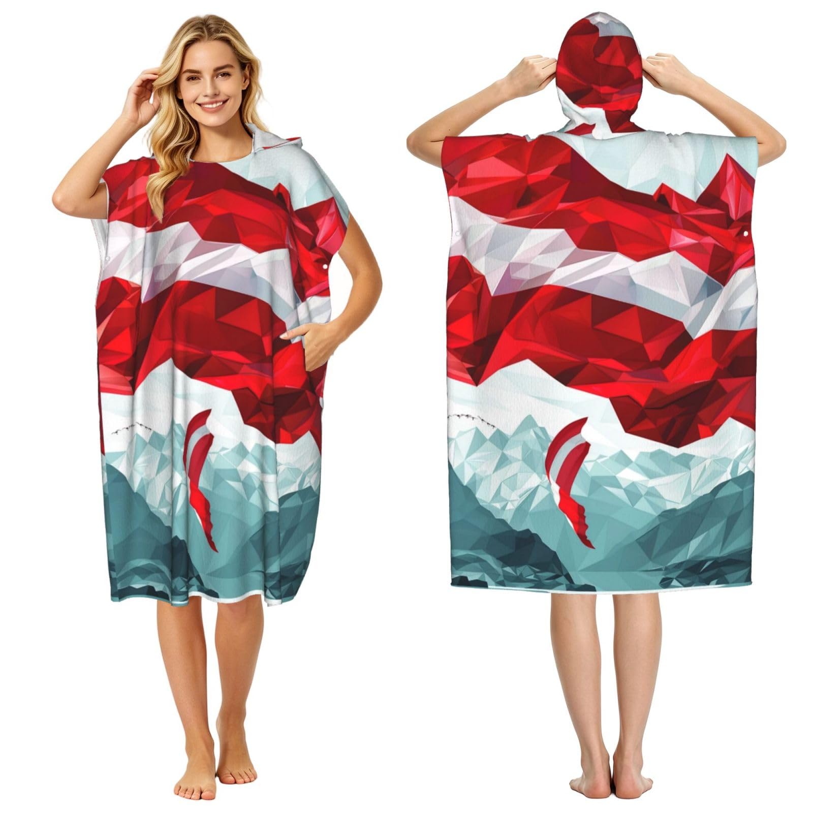 KLGRTJHK Ke'Entenzhou Banner Adult Hooded Beach Poncho Towel 43"X35"