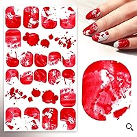 Vista 7 de FLONZNAIL - Calcomanías adhesivas para uñas (6 hojas) FLONZNAIL Bloody Splatter Nails Freeform Halloween Design Blood Murder Horror