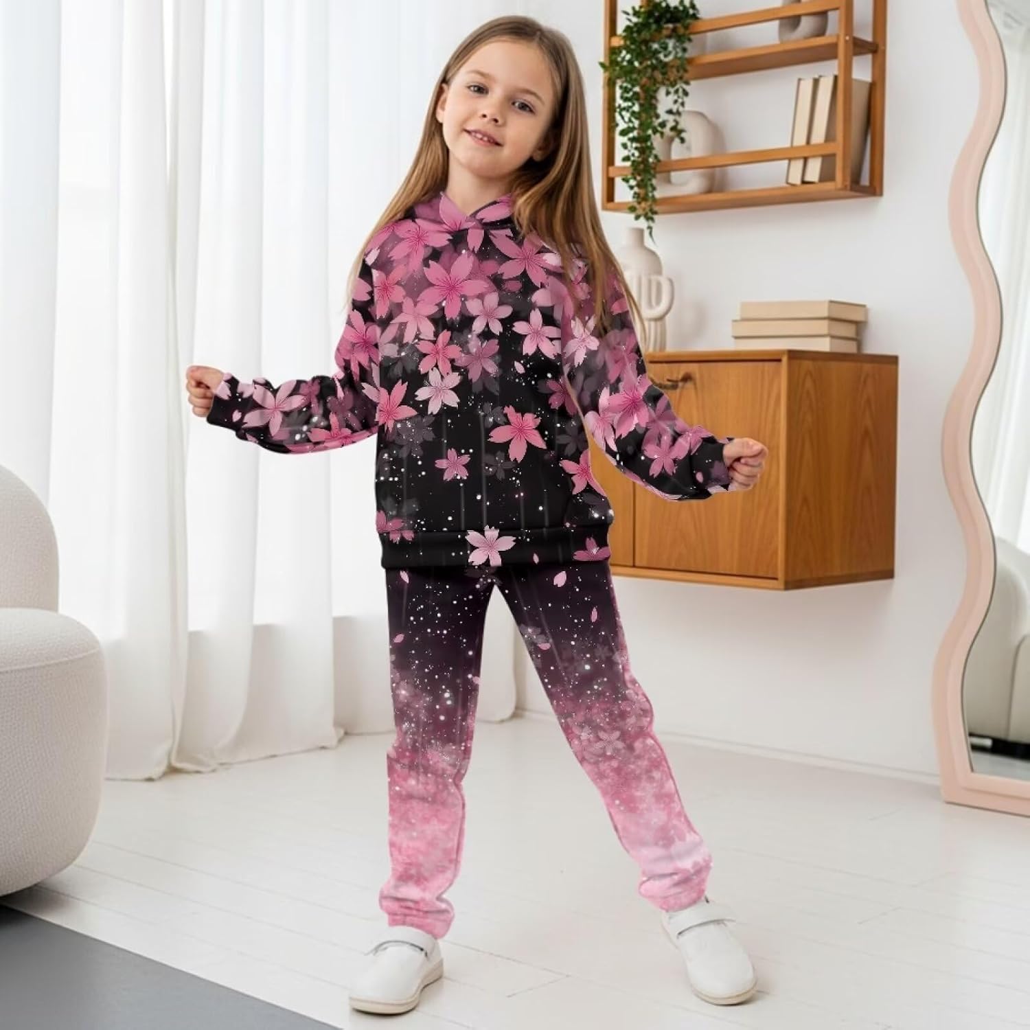 Girls Boys Clothes 2 Piece Sweatsuit for Girls 5-12 Kids Tracksuit Sweatpant with Pockets Children's Sportswear