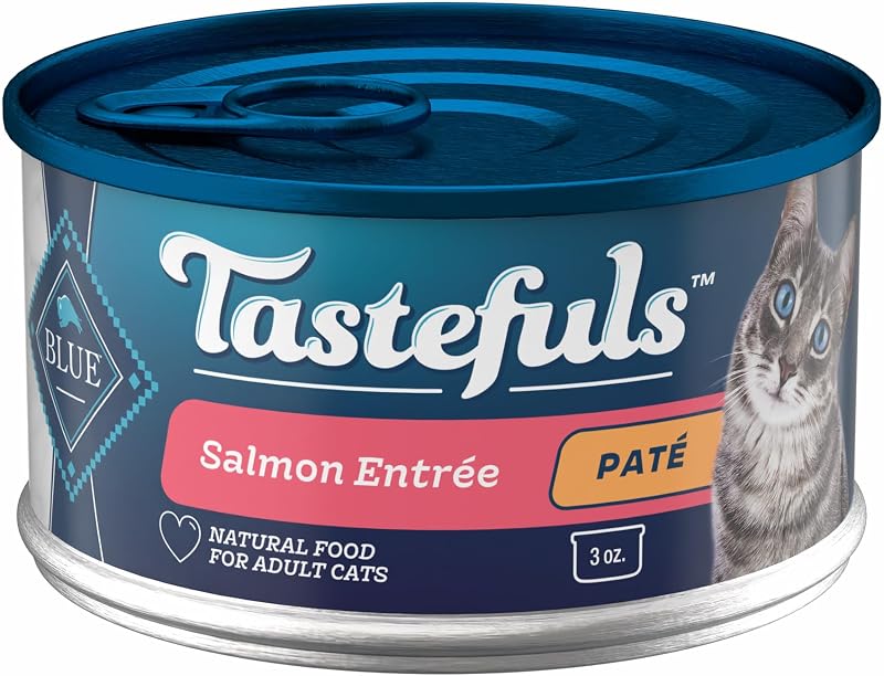 Ração úmida para gatos Blue Buffalo Tastefuls Patê de Salmão 85 g Pacote com 24