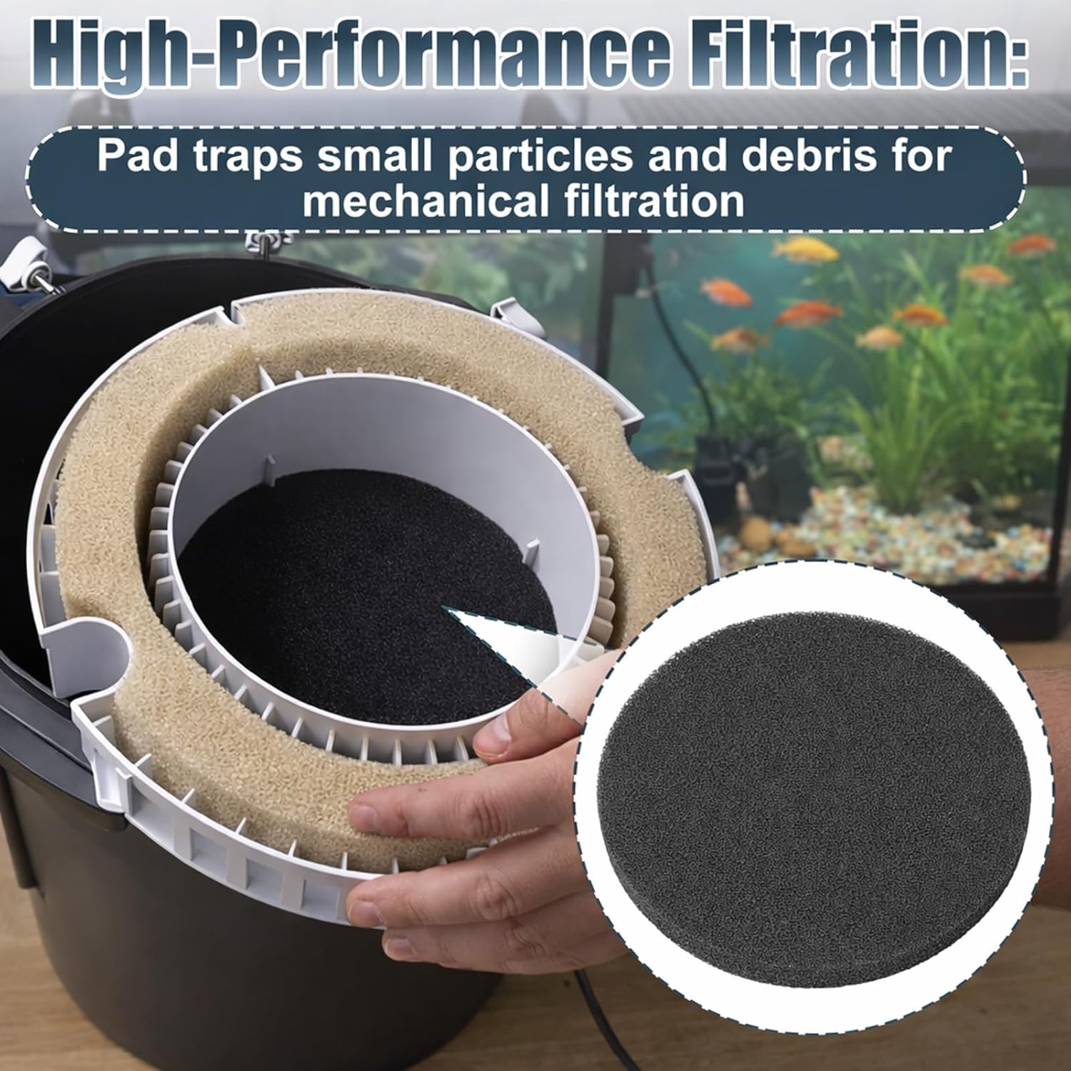 Fx4 Carbon Filter Pads Compatible with Fluval FX4 FX5 / FX6 Canister Filter,Replacement Carbon Impregnated Foam Pads Aquarium Filter Media Pack of 6