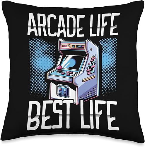 Retro Vintage 80s Arcade Nostalgia Pixel Art Video Games Throw Pillow