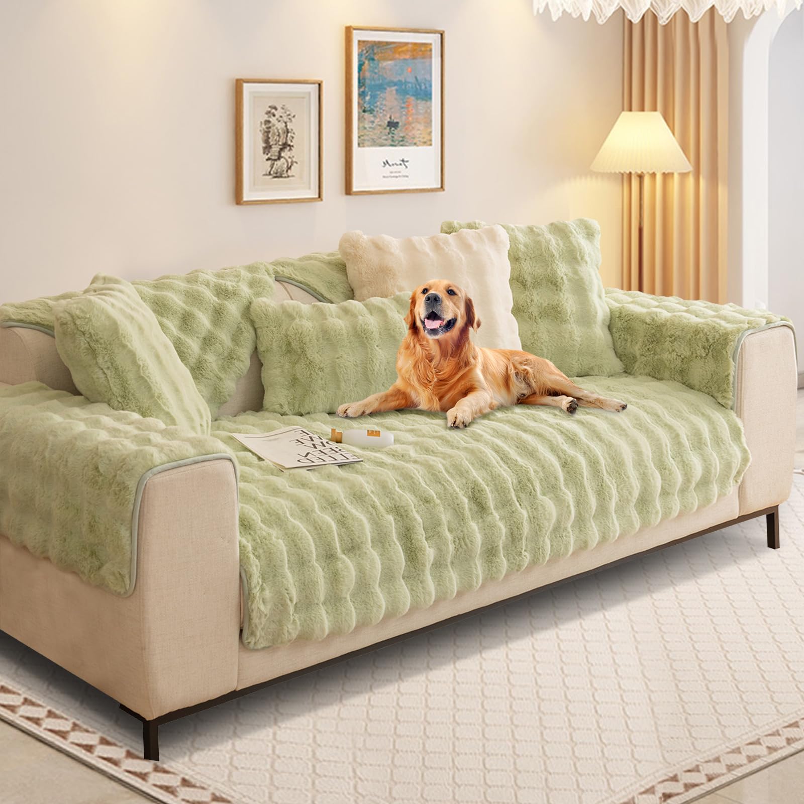 SHANNA Thick Rabbit Plush Sofa Cover 1 2 3 Seater