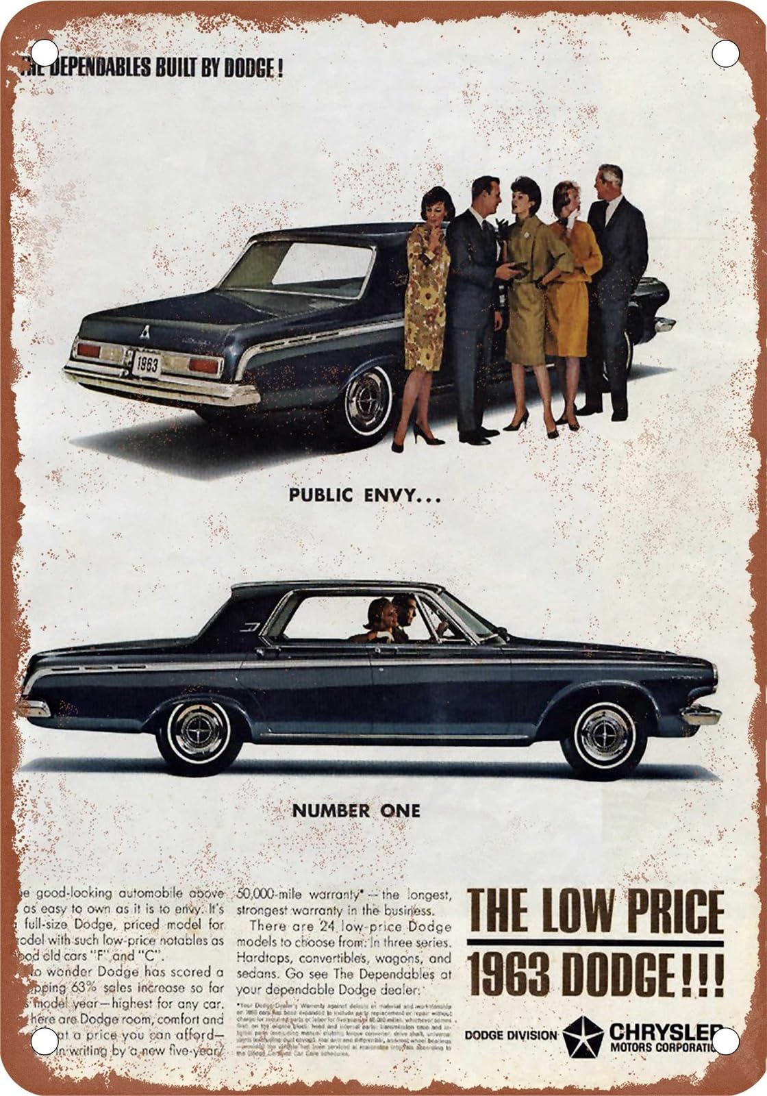 METAL SIGN - 1963 Dodge Vintage Ad 04 - Old Retro Rusty Look home decor