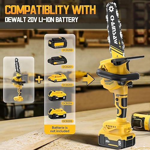 Miniatura 2 de Mini motosierra de 8 pulgadas para batería Dewalt 20V Max, motosierra de poda inalámbrica sin escobillas, mini motosierra alimentada por batería