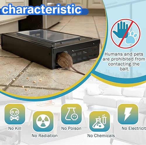 Miniatura 4 de Paquete de 4 trampas para ratas con parte superior transparente, trampa humanizada para roedores, para control de ratas en interiores y exteriores,