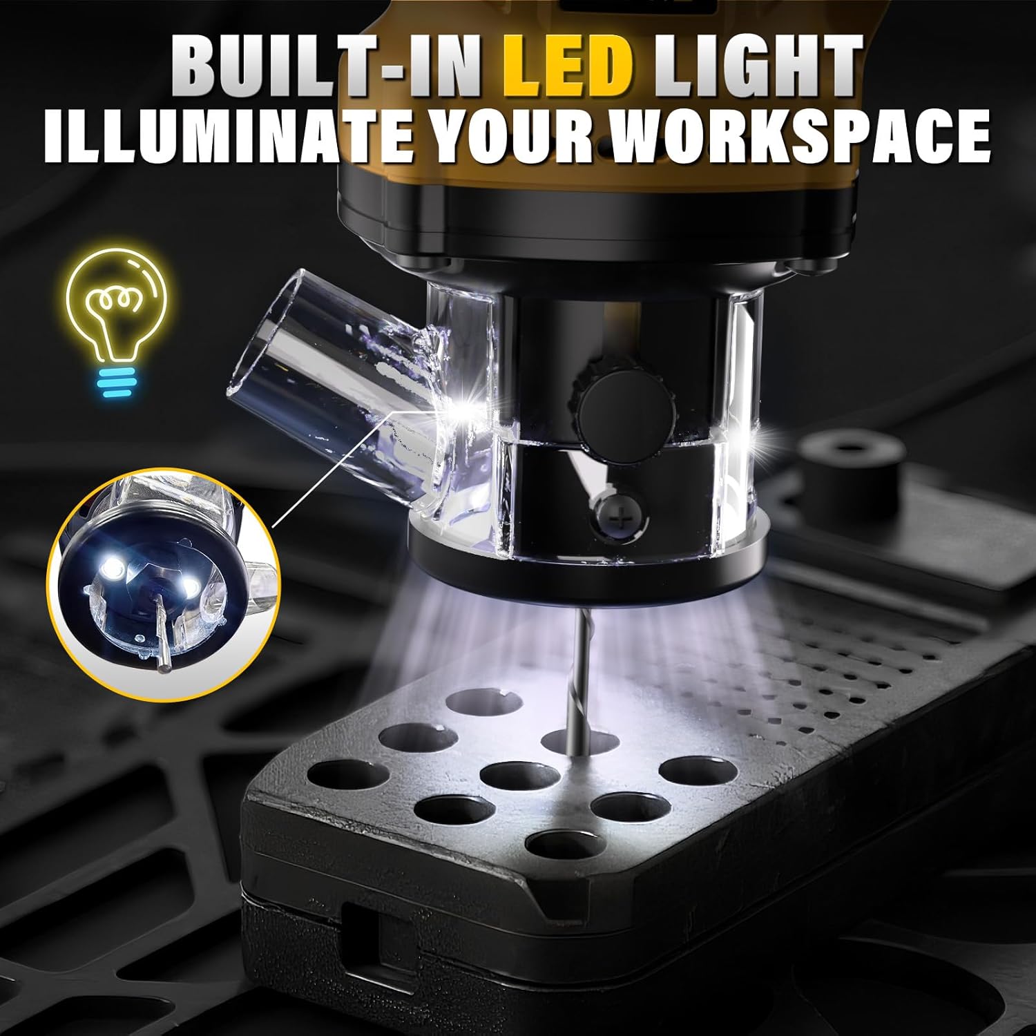 Cordless Drywall Cut-Out Tool for Dewalt 20V Battery, Brushless Rotary Saw, 30000 RPM, Adjustable Depth, Quick Bit Change, LED, Compact Spiral Saw for Cutting Wood Drywall,Sheetrock,Wood (Tool Only) - Image 8