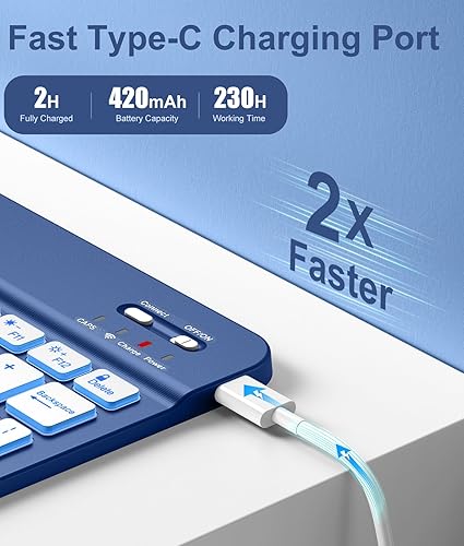 Vista 108 de Hamile Funda para iPad de 11ª y 10ª generación con teclado - 7 colores retroiluminados Inalámbricos Desmontable Folio Funda de teclado con soporte