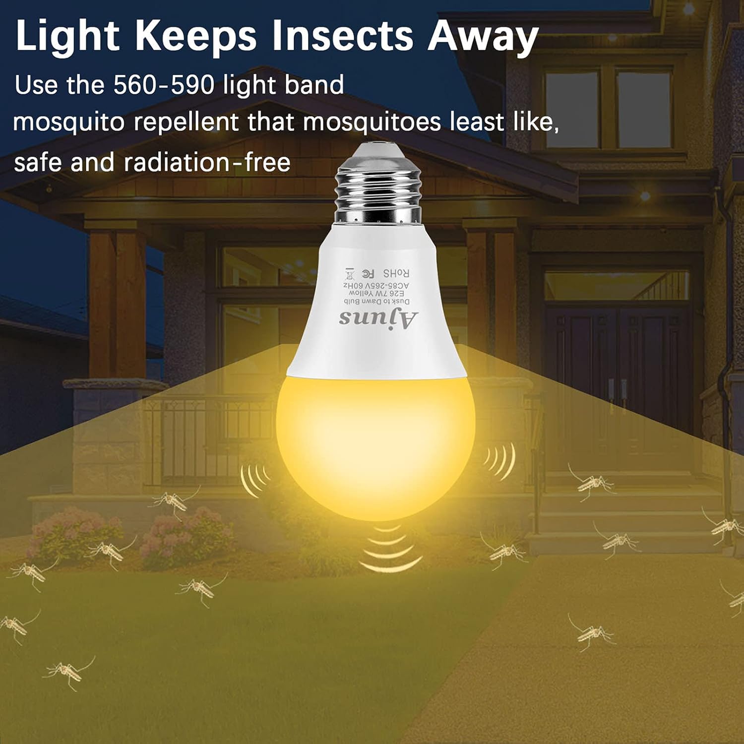 Best Deal Cheap 🛒 Dusk to Dawn Bug Bulb Outdoor Sensor Yellow Bug Light Bulbs Automatic On/Off,for Terrace, Deck, Backyard, Porch, 7W Yellow Lights 2000K, 2 Packs Best Cyber Deals 🔥 Dusk to Dawn Bug Bulb Outdoor Sensor Yellow Bug Light Bulbs Automatic On/Off,for Terrace, Deck, Backyard, Porch, 7W Yellow Lights 2000K, 2 Packs