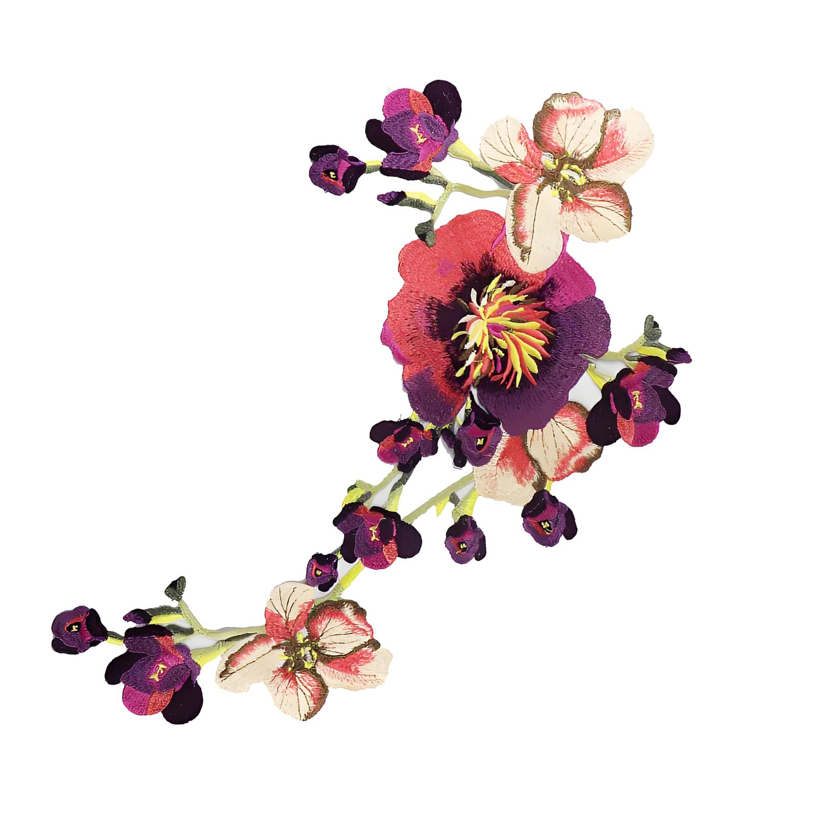 Qusinfc Peony Embroidery Fabric Applique Sewing on Clothing Sticker for Jackets Dress Cheongsam Costume Embellishment Paeony Fabric Fix