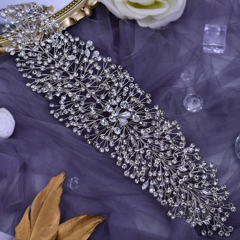 ZYFSHA Biżuteria do włosów Diadem z koroną dla kobiet Opaska ślubna Chluba ślubna Tiara ślubna i korona Akcesoria do włosów księżniczki Wzory Opaski damskie, Hp237-silver