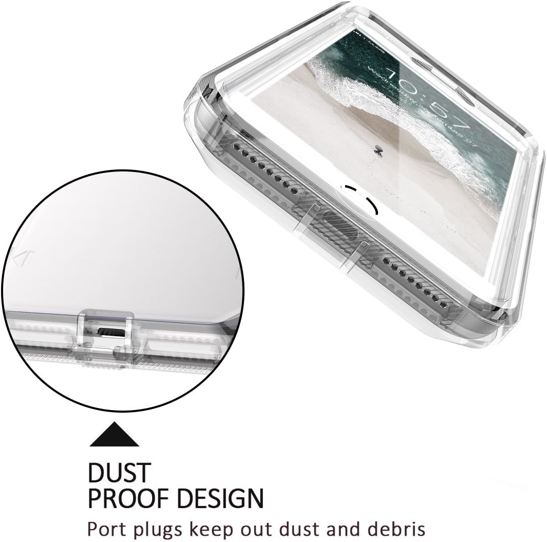Dexnor iPhone 8 Plus Case, iPhone 7 Plus Case, Transparent Shockproof Heavy Duty Silicone + Hard PC 3 in 1 Cover Defender for iPhone 8 Plus/7 Plus/6s Plus/6 Plus (5.5”) - Clear