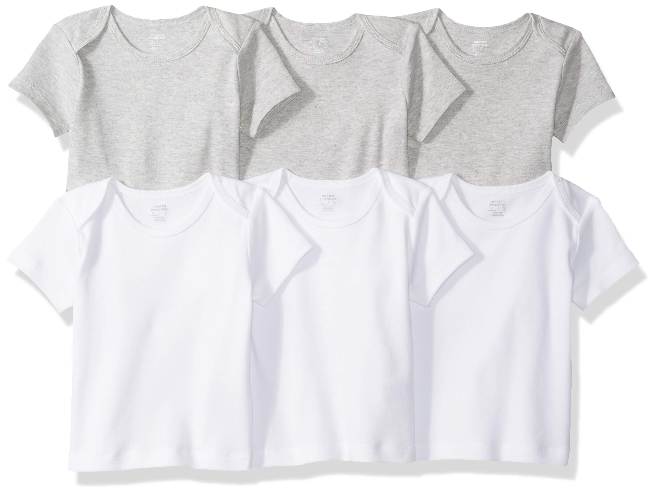 Amazon Essentials Unisex Babies' Lap-Shoulder Tee, Pack of 6