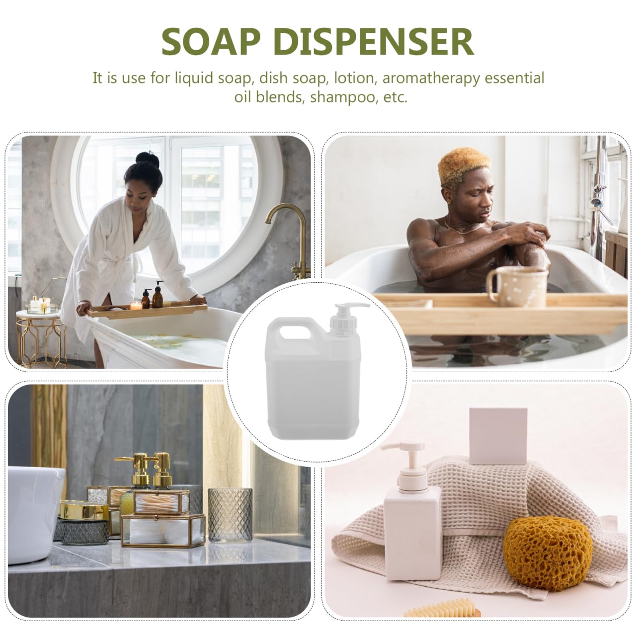GANAZONO Contenitore in vetro di plastica da 2 l, vuoto con ponte della pompa, shampoo, contenitore per imballaggio, 2 l, con design a pompa, ideale per viaggi, palestra, casa, ecologico e pratico