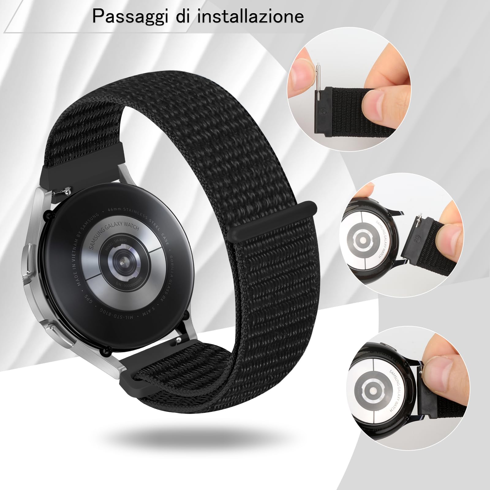 TumCez 18mm 19mm 20mm 22mm Cinturino per Uomo Donna,Regolabile Sgancio Rapido Cinturini Orologio in Nylon per Samsung/Garmin/Fossil/Amazfit/Huawei Orologio