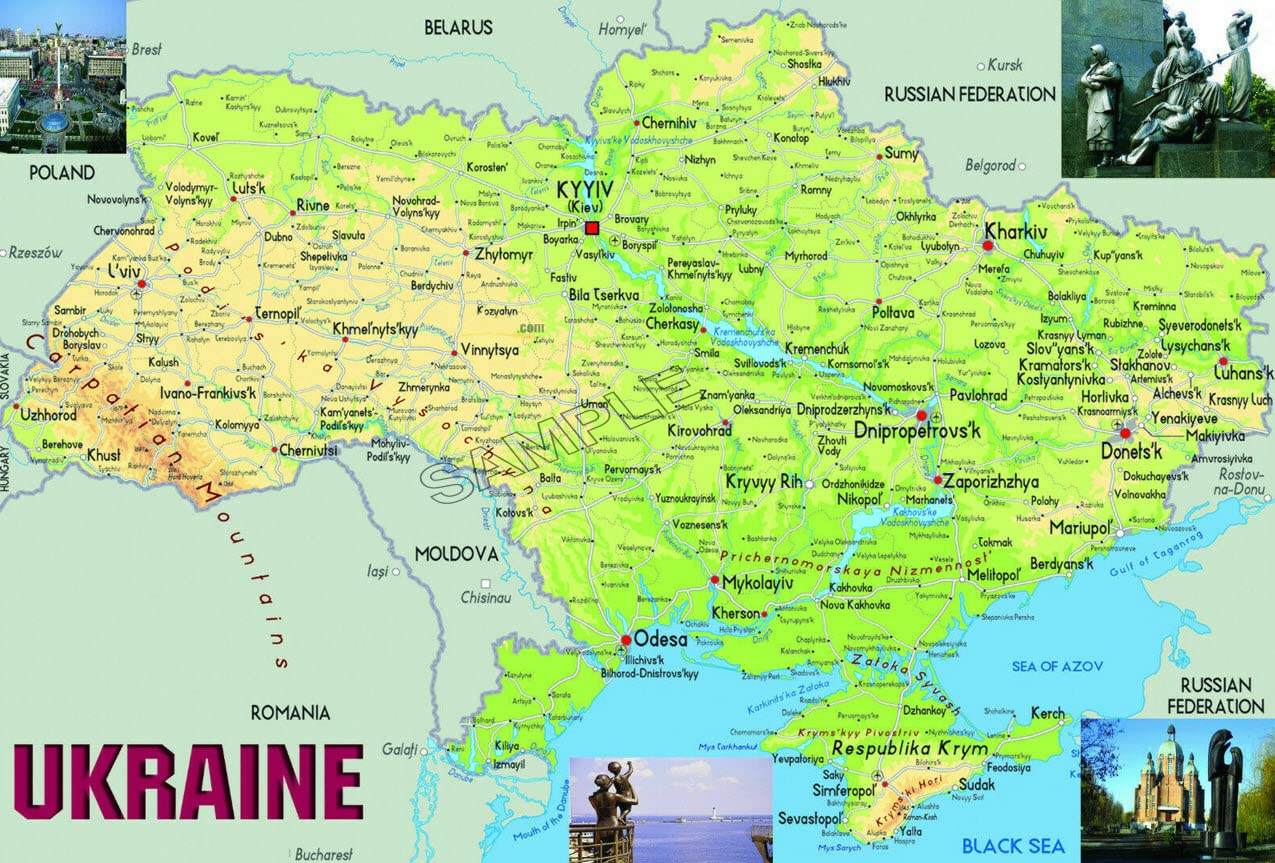 Multicolor Map Of Ukraine Vintage Poster Photo Wall Art Picture Poster A4