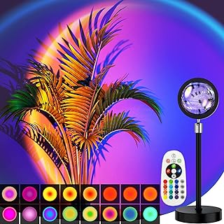 Sunset Lamp Projection, Sunset Night Light Rainbow Projector 180° 16 Color Changing 4 Modes, Vlog, Photography, Decorative, Party Decor, Gift for Women(16 Color)