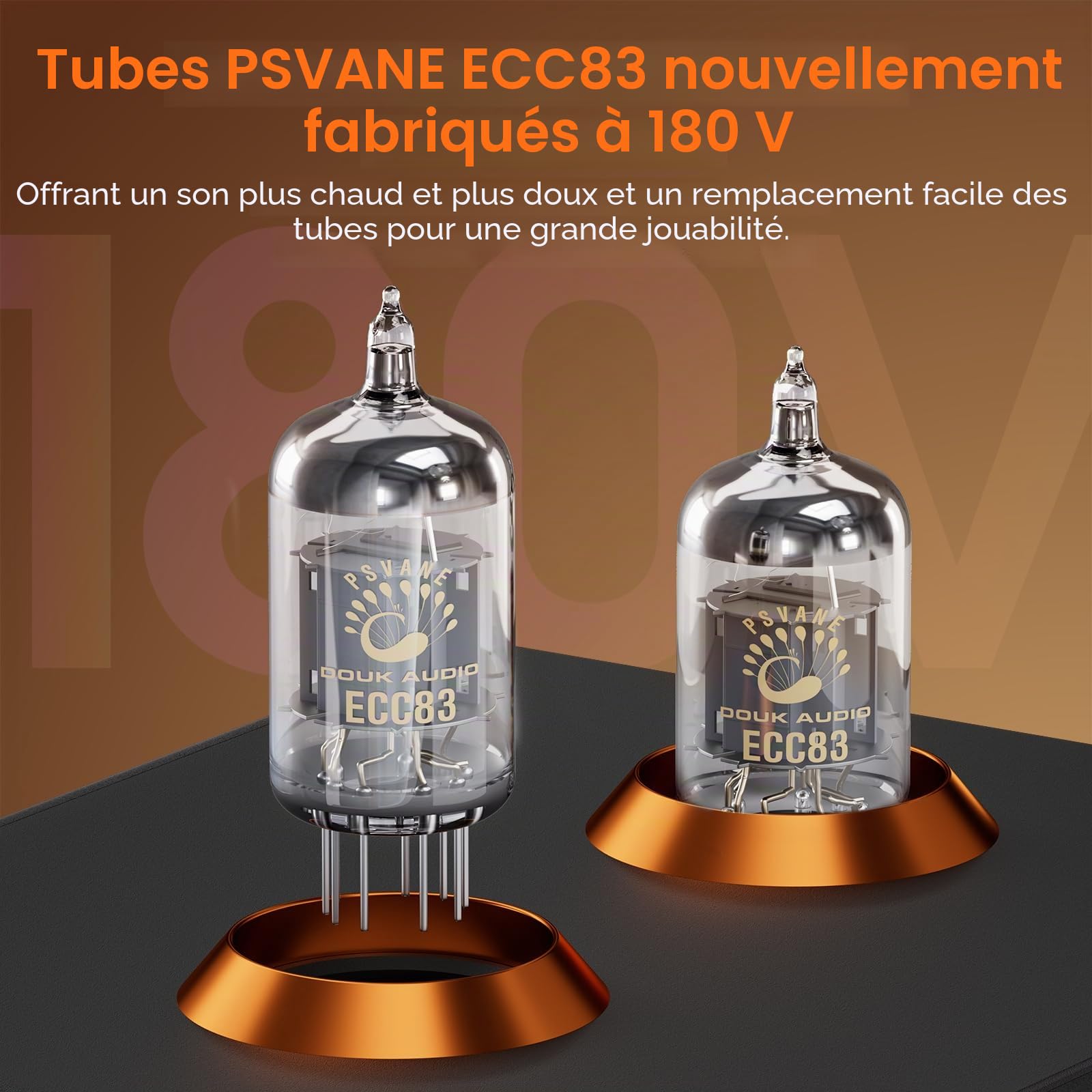 Douk Audio P7 Phono Preampli : ECC83 Tube Turntable Préamplificateur avec sortie XLR équilibrée, filtre passe-haut, contrôle des basses et des aigus, bypass pour tourne-disque MM, amplificateur