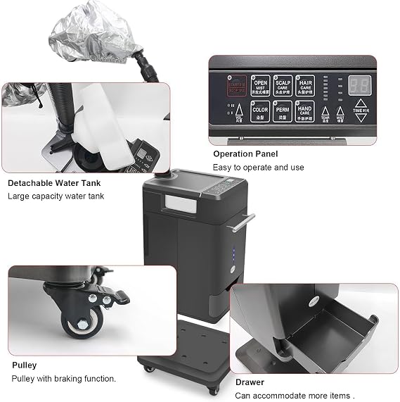 Professional Hair Steamer for Deep Conditioning,Micro Mist Anion Hair Processor,Hooded Heating Steamer Dryer Barber Steamer Machine for Oil and Dye,Use at Home and Salon with Rolling Base(Black)