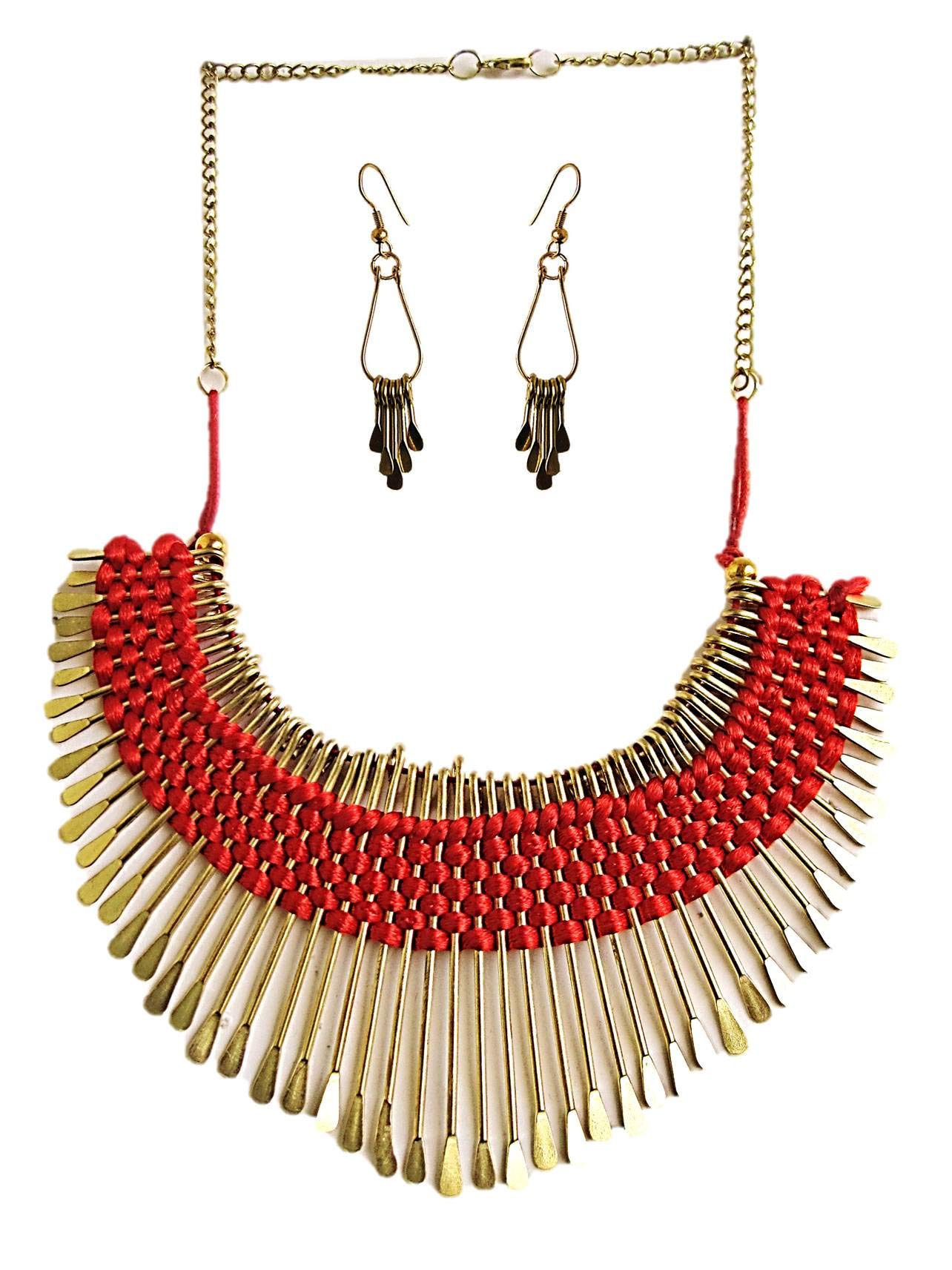 muccasacra Trendy Red Necklace with earring Funky jewel set (B01ILZJXQ2) Amazon Price History, Amazon Price Tracker