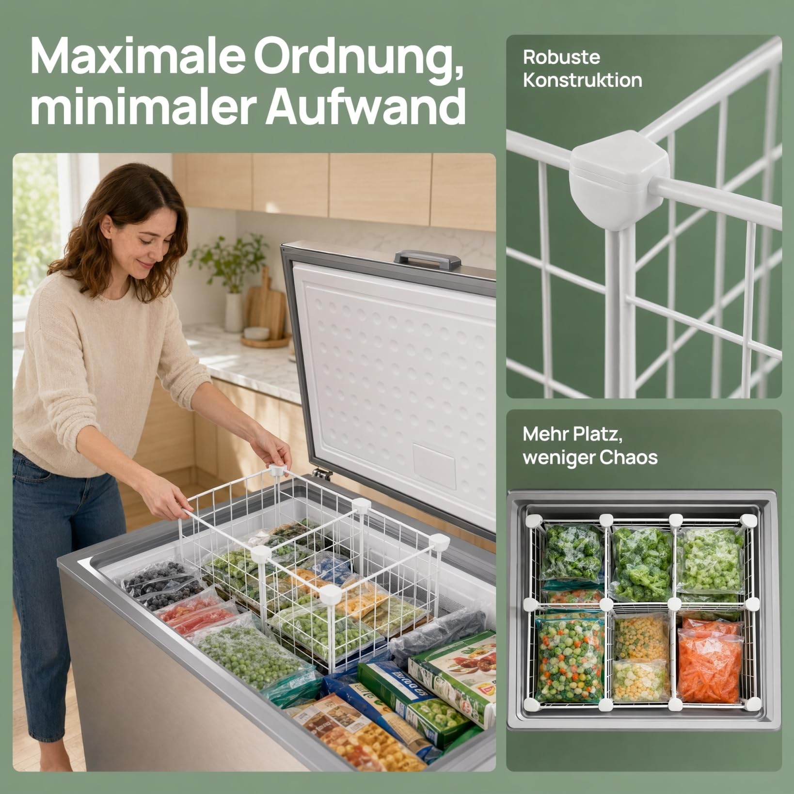 VALICLUD Organizador para congelador, divisor de material robusto, para conservar la frescura y maximizar el espacio para congelador y congelador, seguro para alimentos