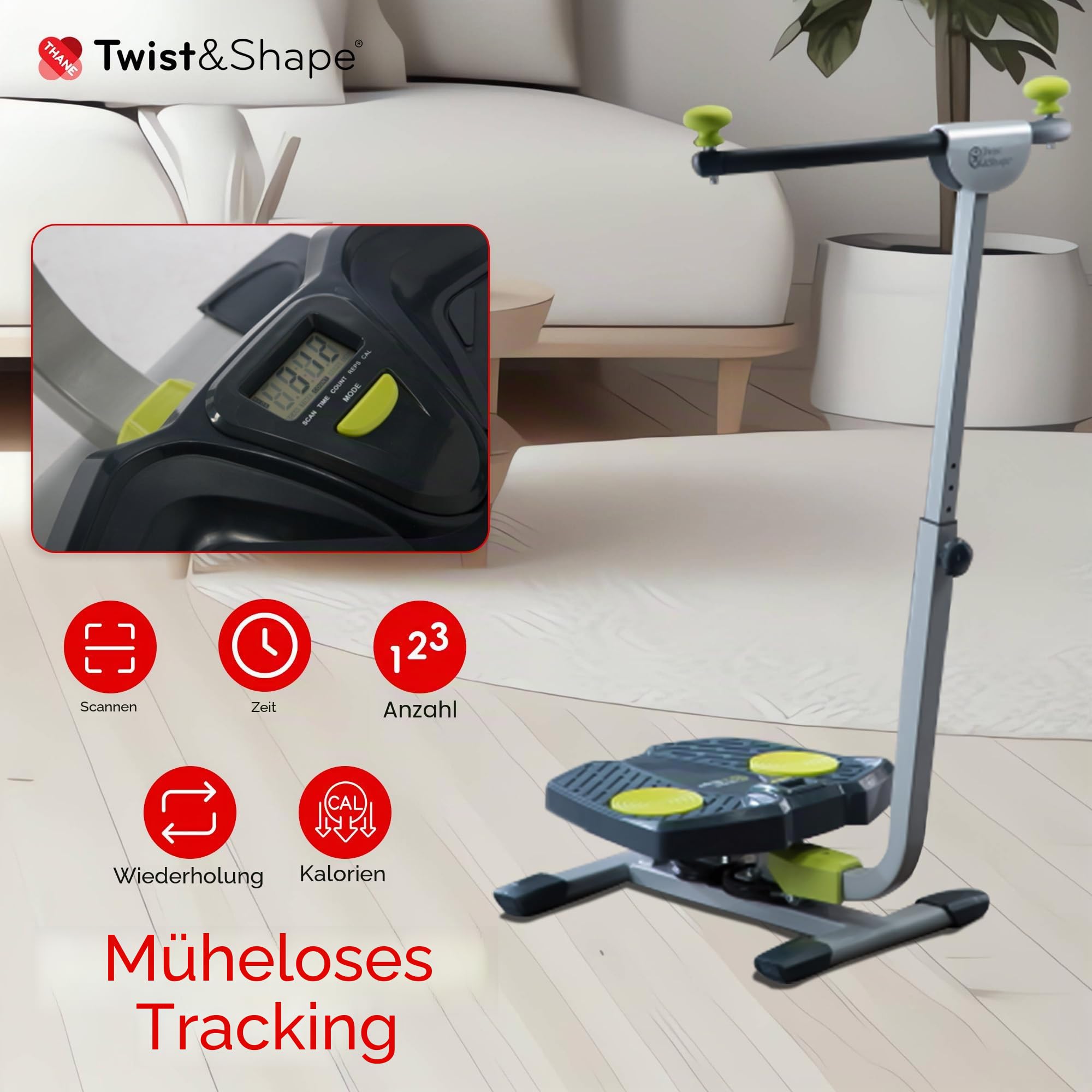 TWIST & SHAPE Unisex Heimtrainer für Rumpf, Bauchmuskeln, Beine