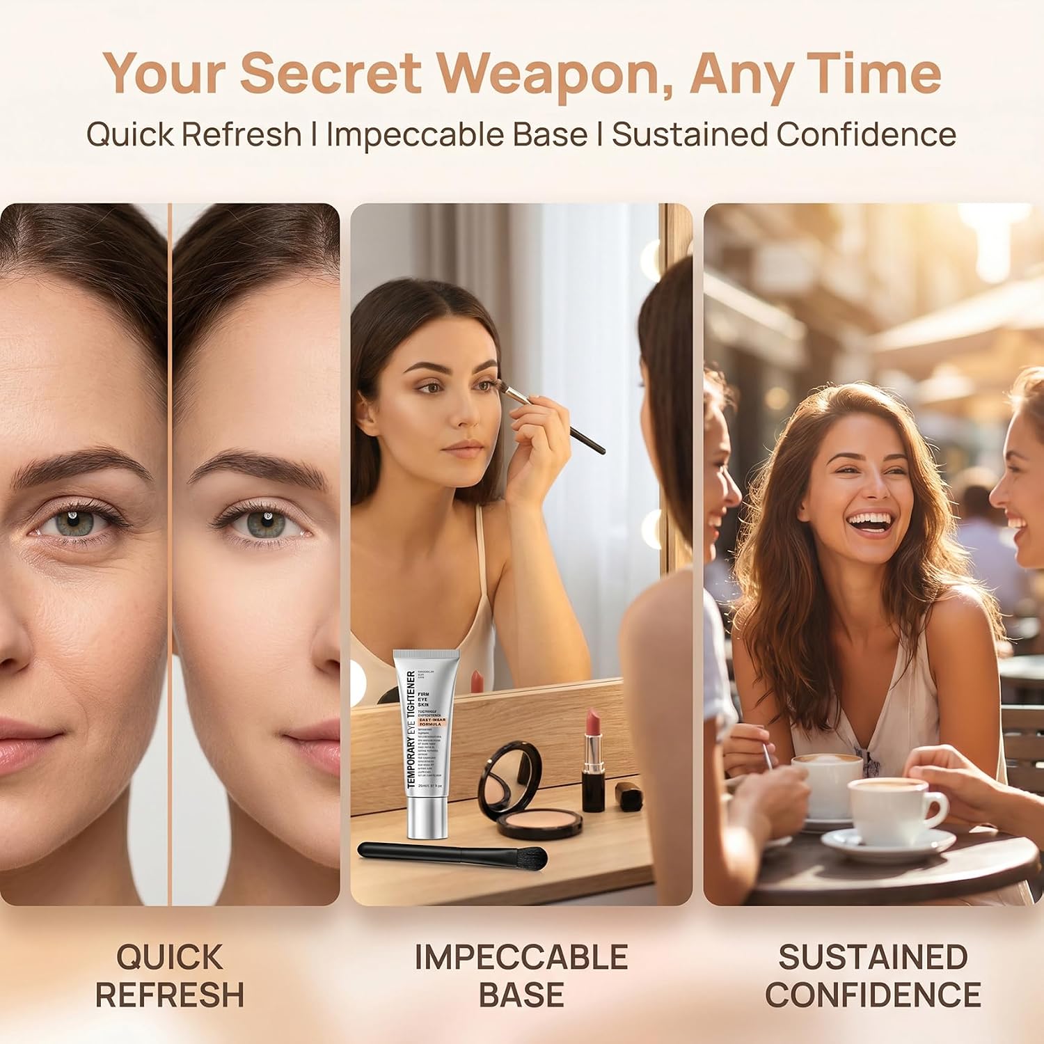Perfection Eye Tightener Cream: instant eye tightener & Lifting Cream With Brush For Eye Bags, Wrinkles, Puffiness, Fine Lines, Gentle Skin Care for All Skin Types for women, 2PCS with 2 Brushes