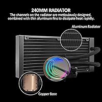 Vista 7 de Enfriador de CPU AIO de 9.449 in con ventilador de CPU RGB PWM direccionable y refrigeración líquida del radiador para Intel y AMD, bomba de espejo