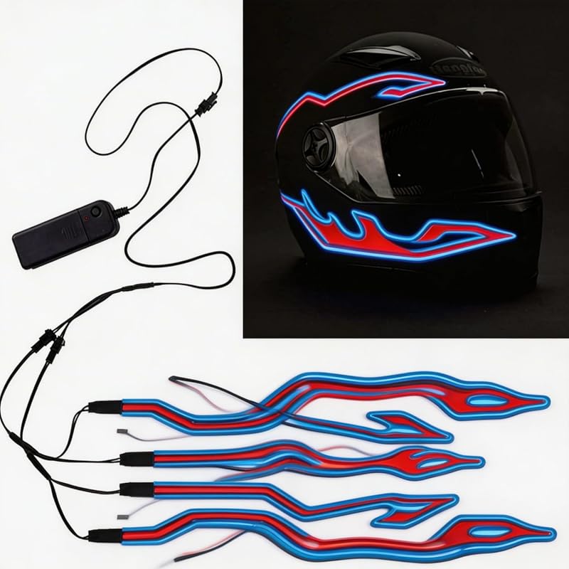 2PCS Motorcycle Helmet Light Kit,Helmet Cycling LED Sticker Light Night Riding Signal Helmet Light 3 Mode Led Helmet Light Strip Accessories for Motorcycle, Bike Helmet