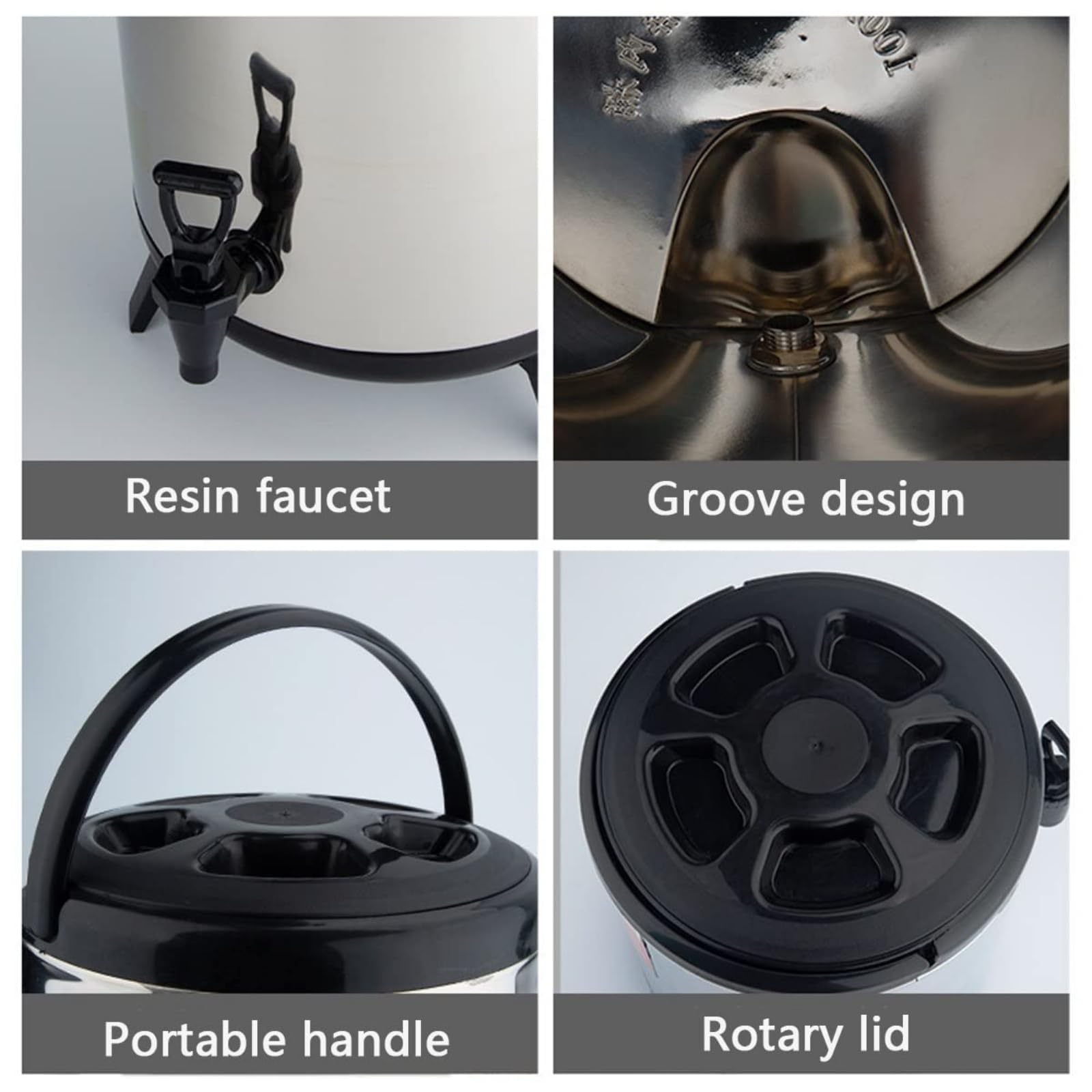 Distributore di bevande isolato in acciaio inox da 12 litri con rubinetto in resina, per caffè, tè, acqua, latte, zuppe e cioccolata calda