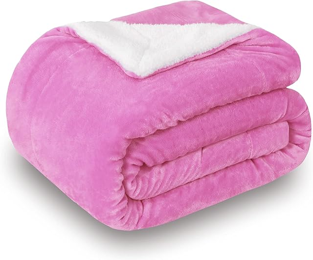 SOCHOW Sherpa Fleece Throw Blanket, Double-Sided Super Soft Luxurious Plush Blanket 127cm×150cm, Pink
