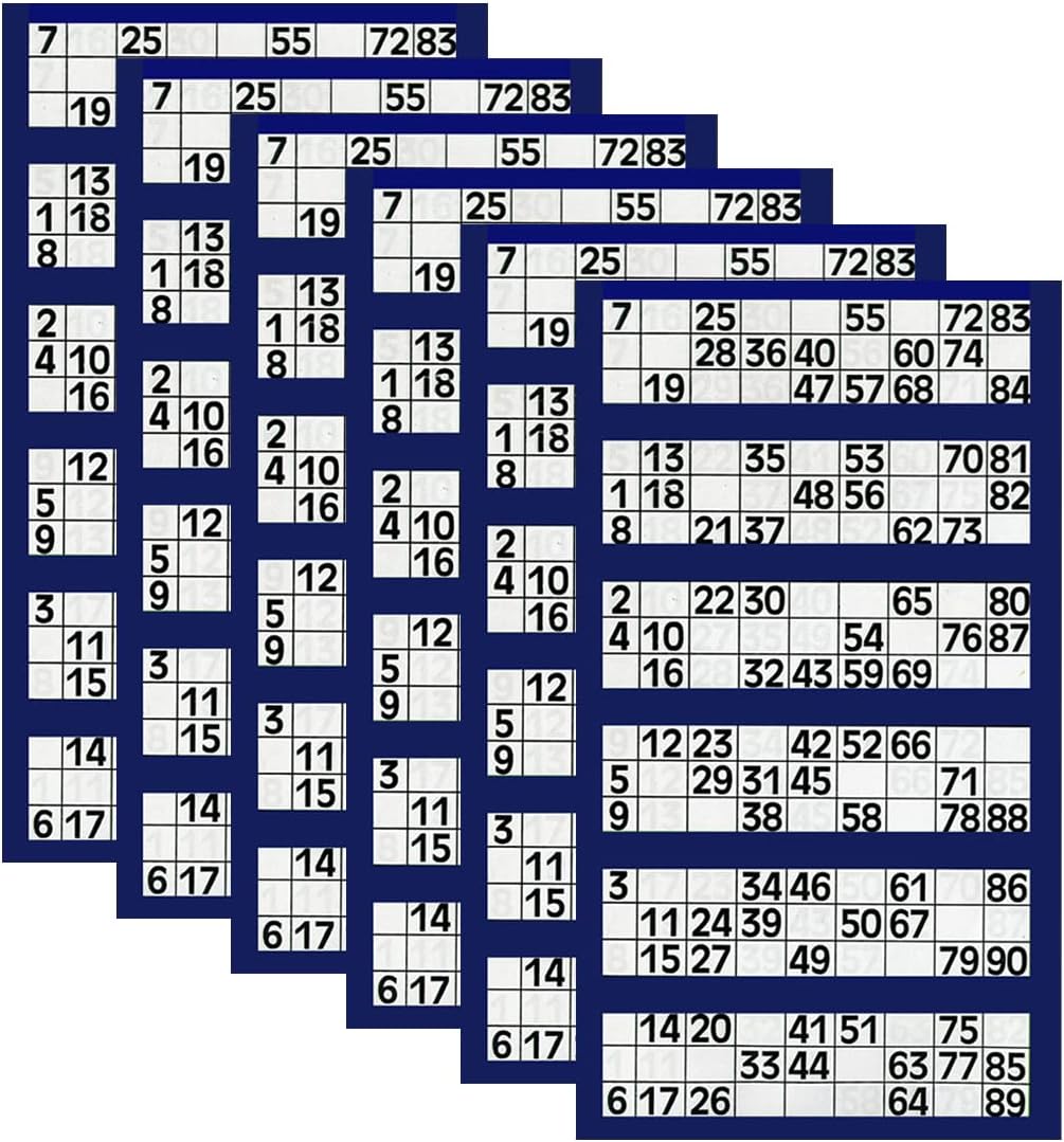 Colourful 600 Bingo Tickets - 6 Pads to View Flyers Family Fun Time Games Christmas Party Get Together (Royal Blue)