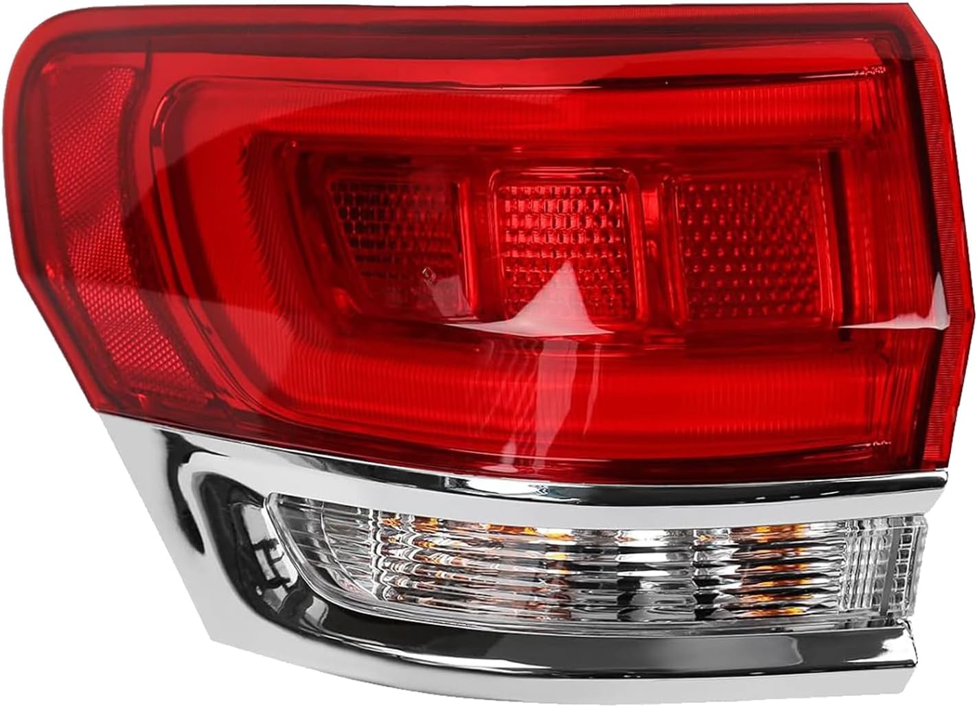 Left Driver Outer Side Taillights Assembly with Bulbs for 2014 2015 2016 2017 2018 2019 2020 Jeep Grand Cherokee SRT Limited Sport Replacement LED Rear Brake Tail Lamps Chrome OE Color