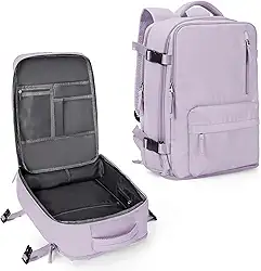 Mochila de viagem grande feminina, bagagem de mão, mochila impermeável para fazer trilha e esportes ao ar livre, mochila escolar, V, roxo, Large