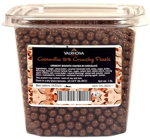 Valrhona Caramelia - Perlas crujientes de chocolate con leche y cacao al 36 por ciento, 1 libra