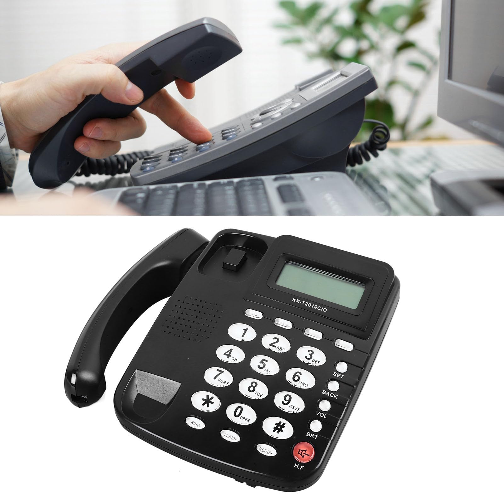 Telefono con Filo con Tasti Grandi, Telefono Fisso con Display ID chiamante, chiamate in Vivavoce Multifunzione, per Ufficio, Reception, casa, Hotel