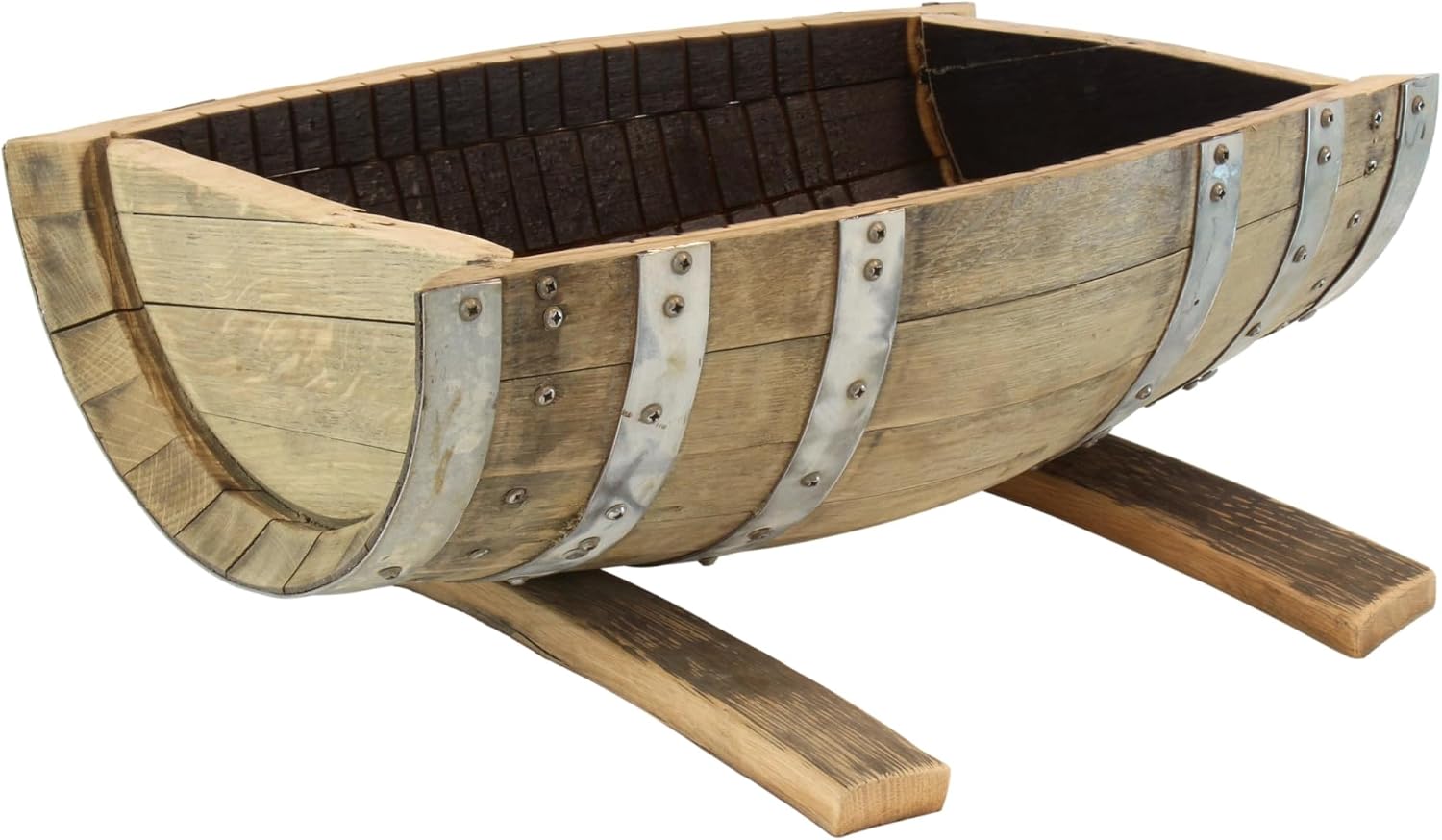 AmishToyBox.com Rustic Planter, Made from Real Wooden Whiskey Barrels, White Oak, Indoor or Outdoor