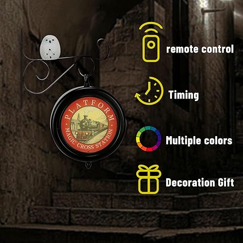 Miniatura 3 de Whywag Luz nocturna de tren de plataforma con luz de búho y control remoto RGB, luces giratorias de decoración de pared para decoración de