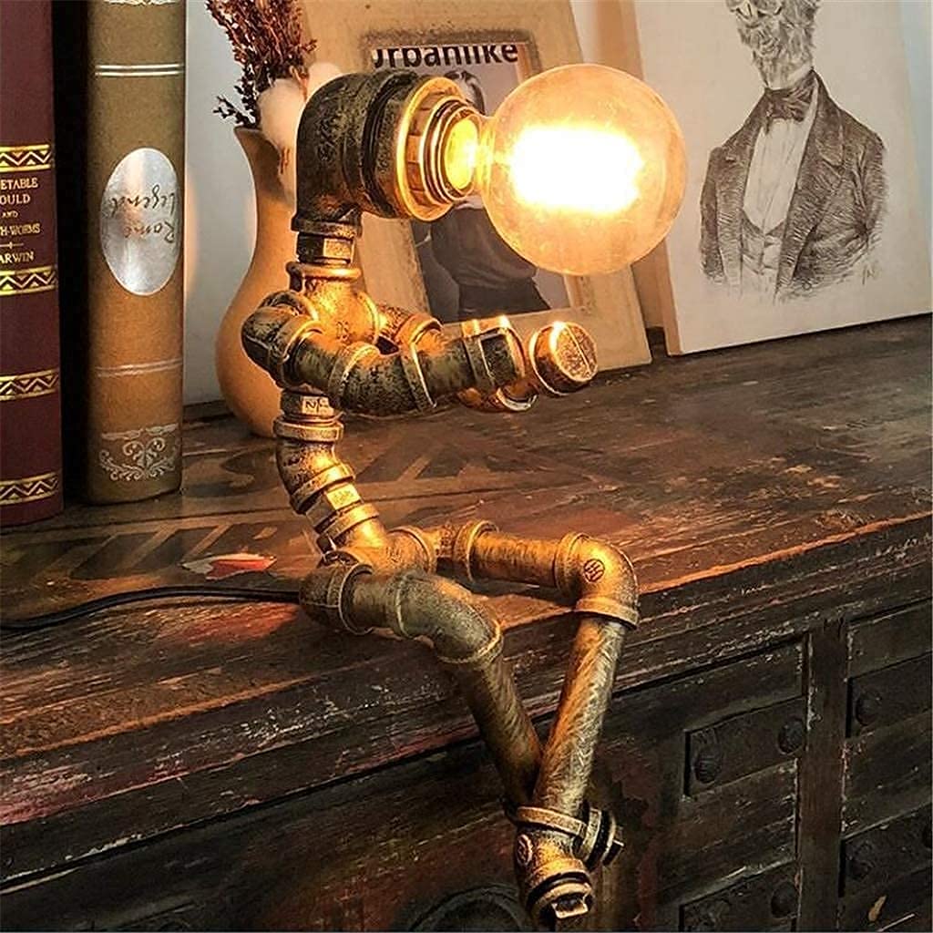 Lampada da tavolo vintage Lampada da tavolo per robot industriale in ferro retrò Lampada da tavolo Steampunk,Applica aBar, Caffetteria, Comodino, Camera da Letto