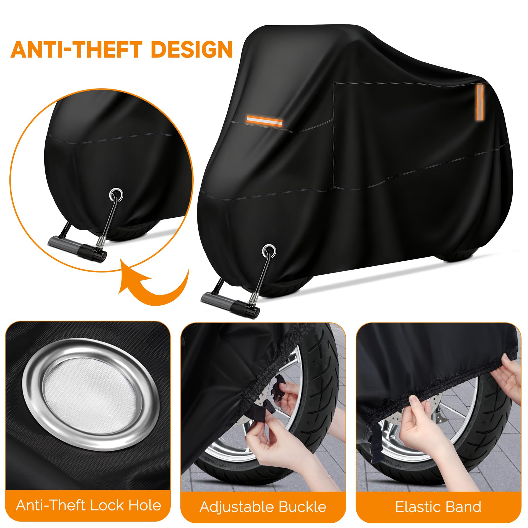Funda para Moto Scooter, Cubierta de Moto Impermeable Protección Outdoor&Indoor, Funda Motocicleta Bicicletas a Prueba de Sol Lluvia Polvo Viento Nieve Excremento de Pájaro, XXL, 245x105x125cm