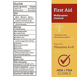 A+D First Aid Multipurpose Healing Ointment - Moisturizing Skin Protectant for Dry Cracked Heels, Elbows, Hands and Lips - Protects Minor Cuts, Burns, & Scrapes - 4 oz Tube