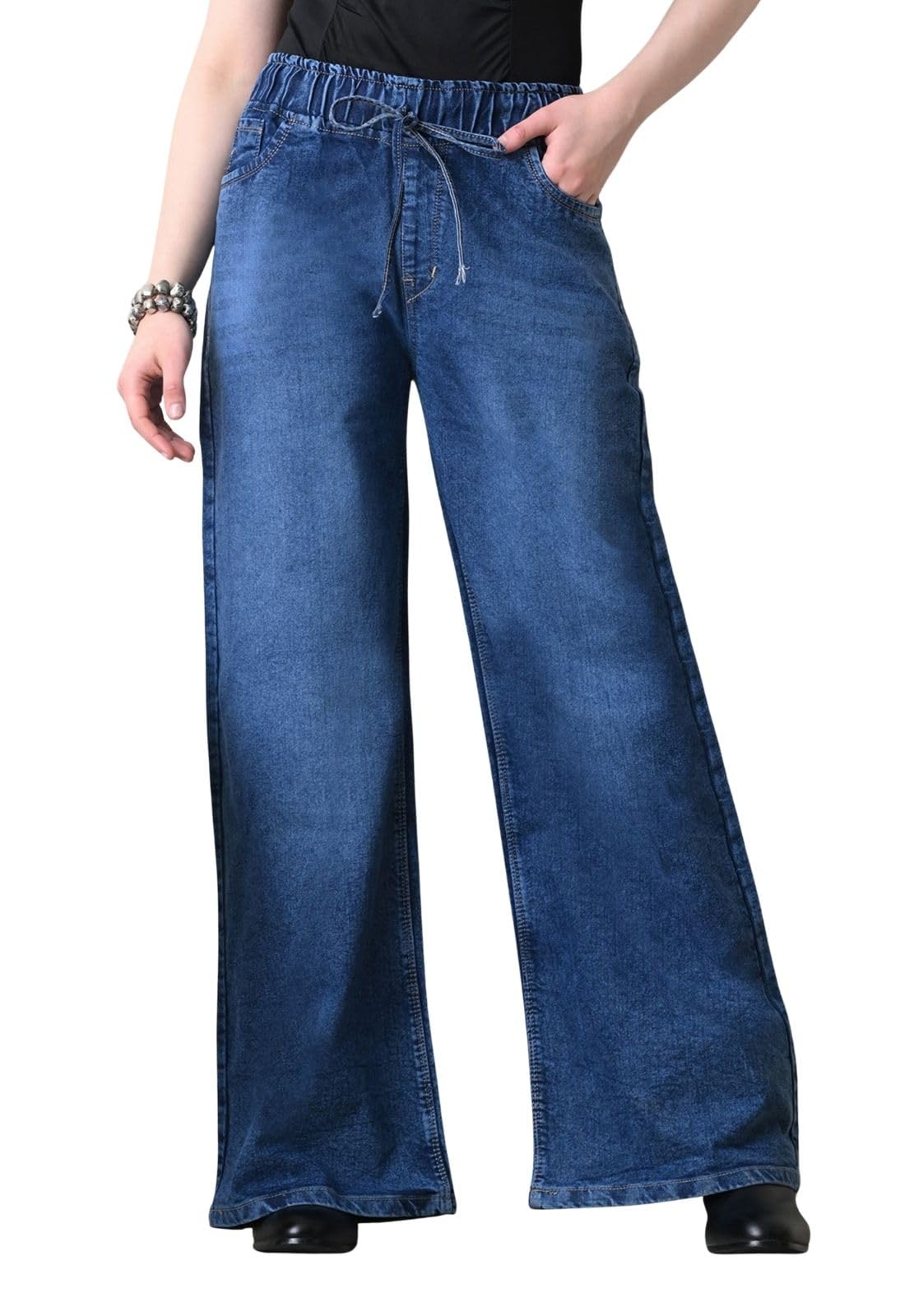 glossia Fashion Women Jeans | Loose Fit High Waist Elastic Waistband Jeans for Women-picture-7
