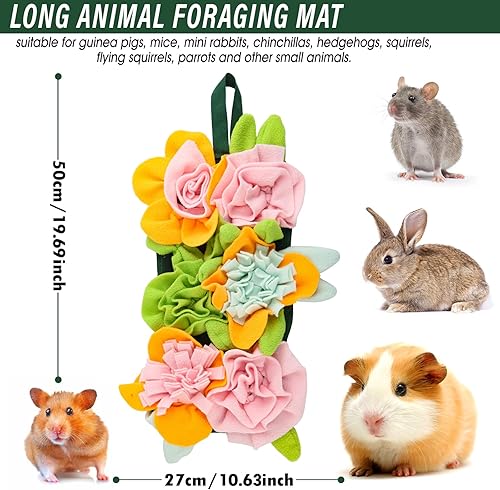 Rabbit Foraging Mat, 11.8" X 11.8" Interactive Feeding Game, Machine Washable Felt Fabric Pet Foraging Mat for Rabbits, Guinea Pigs, Hamsters, and Small Animals Anti Slip Feeding Mat Treat Dispenser(yellow)