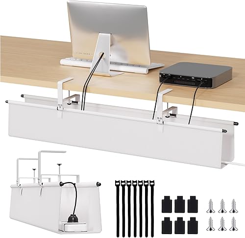 Bandeja de organización de cables para debajo del escritorio, organizador de cables de 36 pulgadas para escritorio sin taladros, organizador de