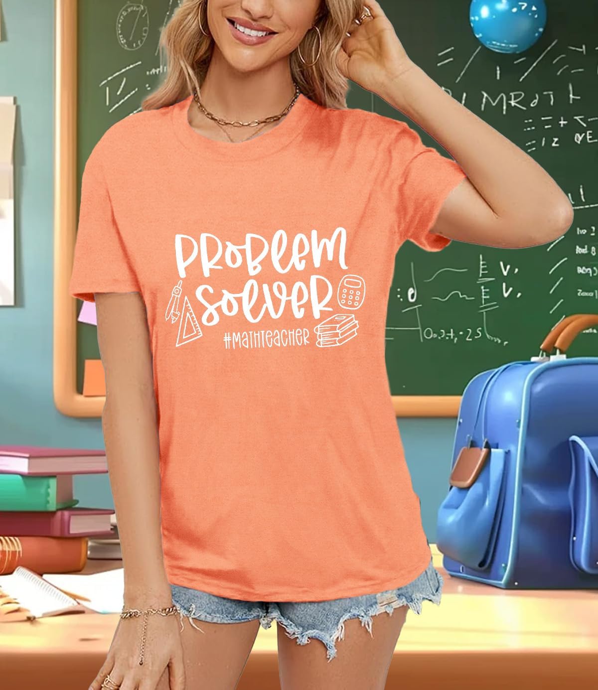 Womens Teacher Shirts Math Teacher T-Shirt Teaching Tee Top - Image 3