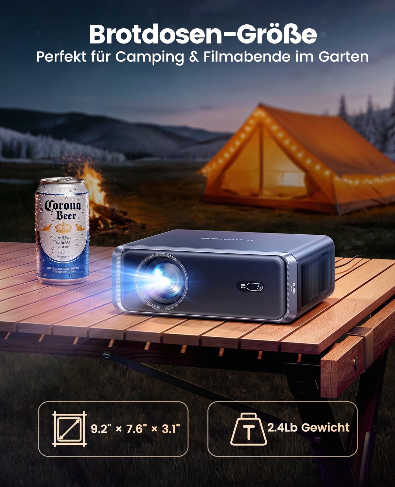 Smart Beamer 4K Heimkino 1000 ANSI Full HD 1080P Mini Projektor mit Netflix-App Dolby Autofokus Trapezkorrektur WiFi6 Bluetooth