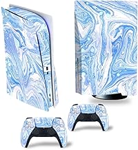 Plyston 5 Disc Version Flowing Liquid Ocean Skin for Console and Controllers Vinyl Sticker Durable Scratch Resistant Compatible with Plyston 5 (Disk Edition) Flowing blue-0701